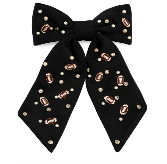 Black Game Day Charm Bow Clip