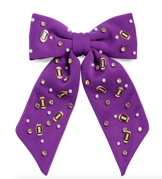 Purple Game Day Charm Bow Clip