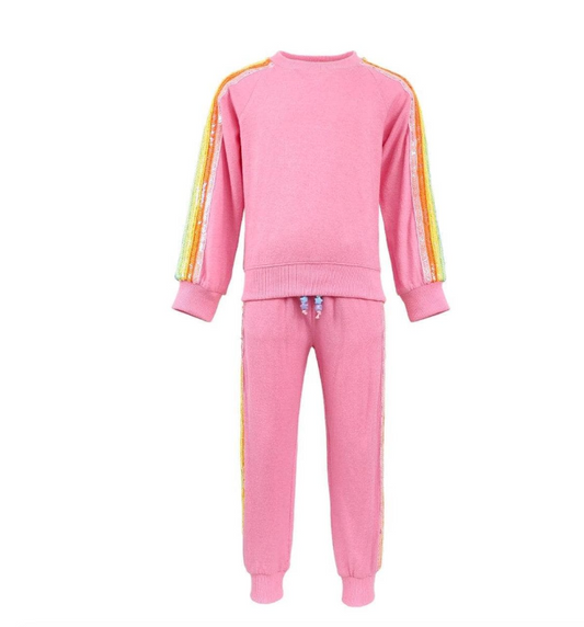 Pink Rainbow Sequin Set