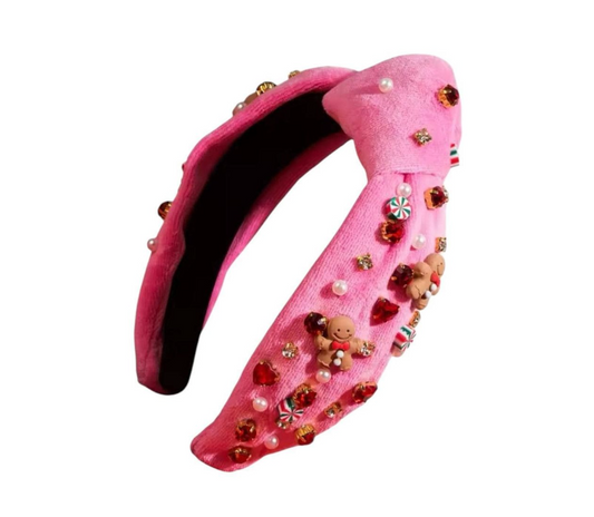Pink Gingerbread & Pearl Headband
