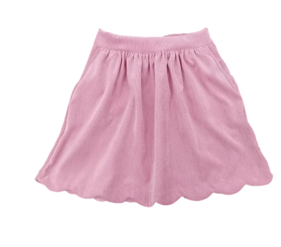 Pink Corduroy Sophie Scalloped Skirt