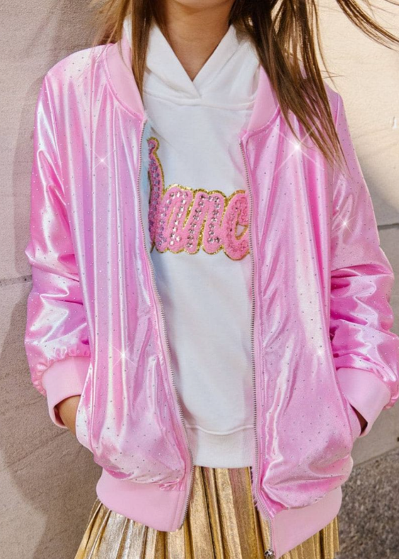 Pretty in Pink Sparkle Bomber