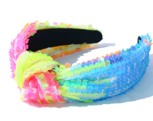 Rainbow Gradient Knotted Sequin Headband