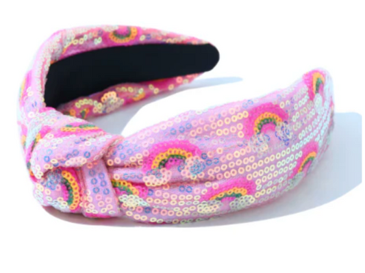 Rainbow Icon Knotted Sequin Headband