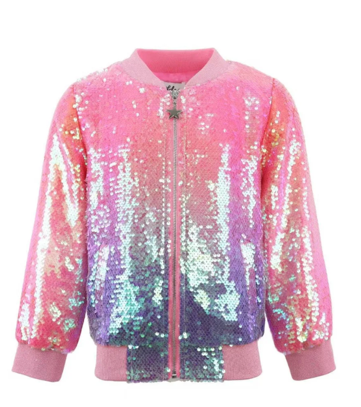 Bubble Gum Shimmer Sequin Bomber