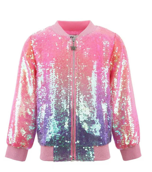 Bubble Gum Shimmer Sequin Bomber