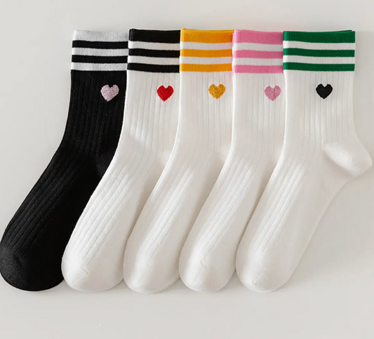 College Style Heart Stripe Socks