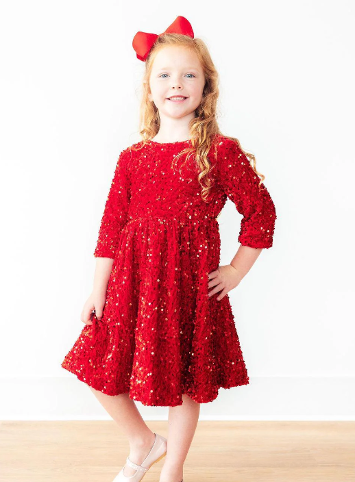 Red Velvet Sequin Dress