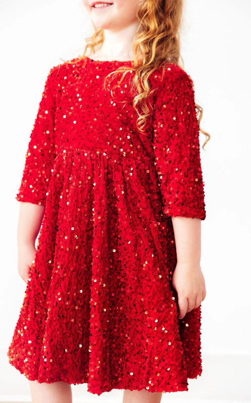 Red Velvet Sequin Dress
