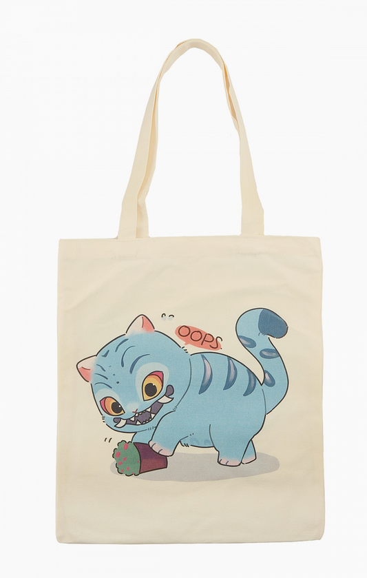 K-Pop Demon Hunter Blue Tiger Derpy Kpop Canvas Tote Bag