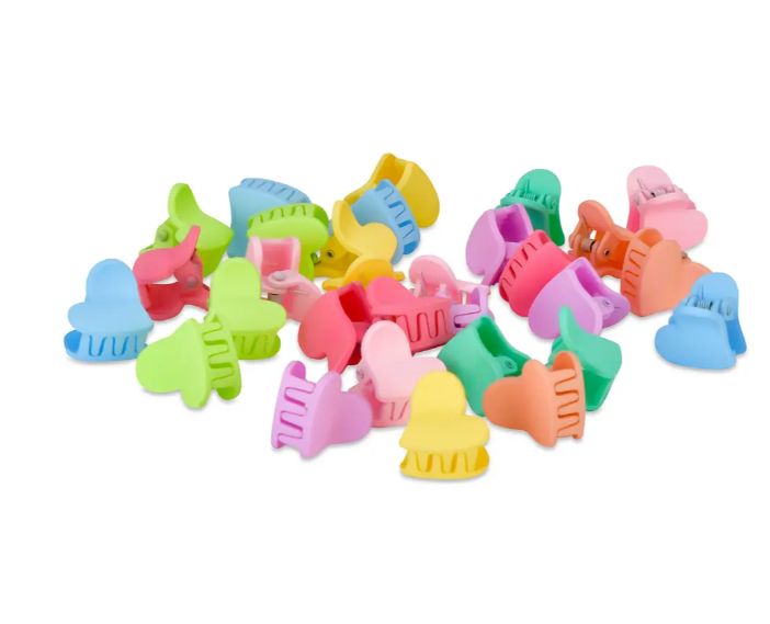 Mini Heart Hair Clips Set