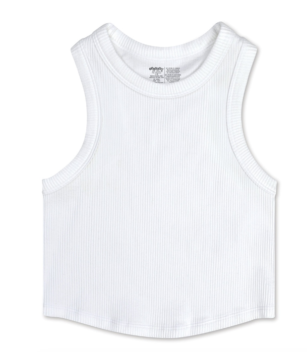 White Cropped Racer Back Top