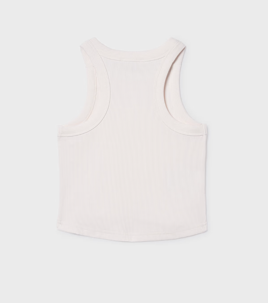 Ribbed Embellished Tank Top | Bone | 6013