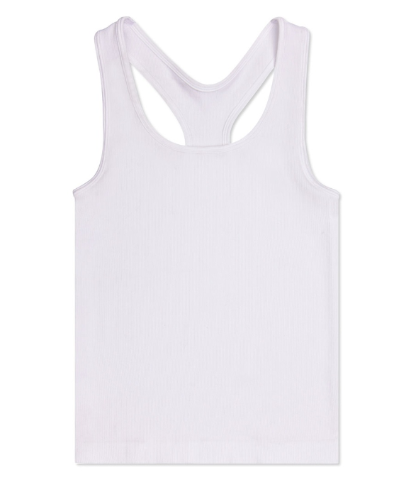 White Ribbed Racer Back Top
