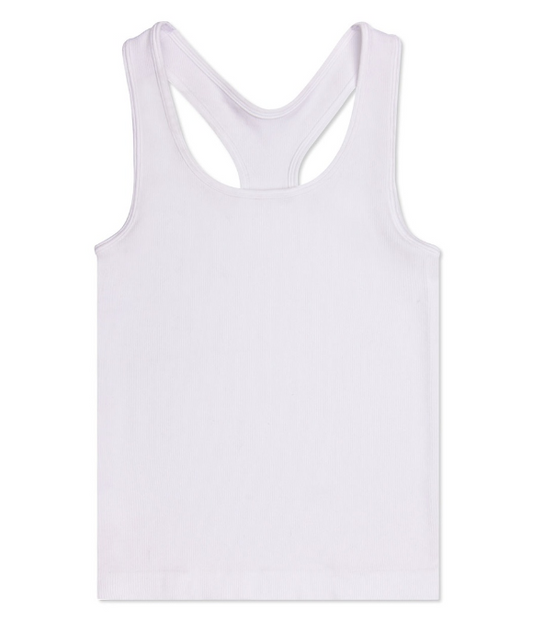 White Ribbed Racer Back Top