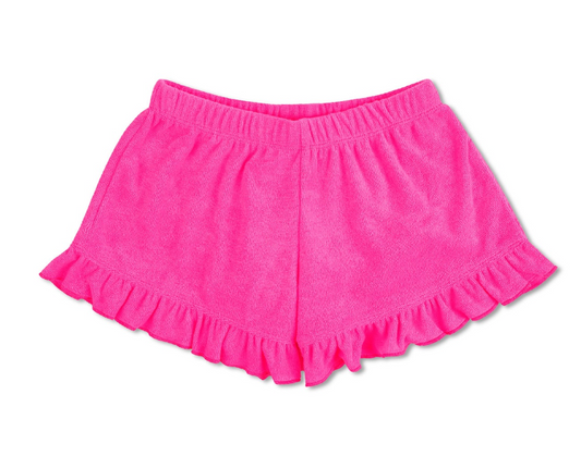 Hot Pink Terry Ruffled Shorts