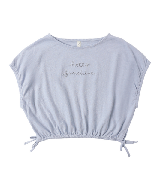 Cropped Cinch Tee | Periwinkle Hello Sunshine