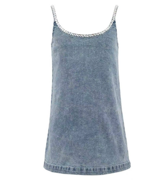 Gems Bow Denim Dress