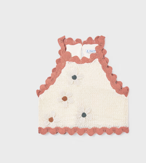 Ivory Crochet Floral Tank | 6021