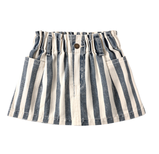 Denim Mini Skirt | Navy Stripe