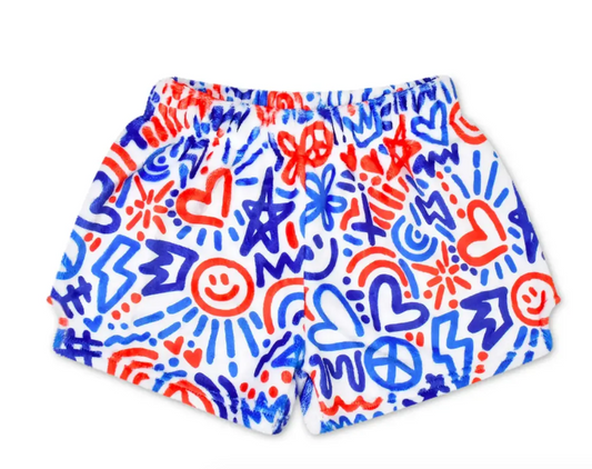 Corey Paige Red & White Blue Plush Shorts