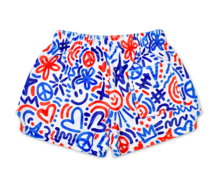Corey Paige Red & White Blue Plush Shorts