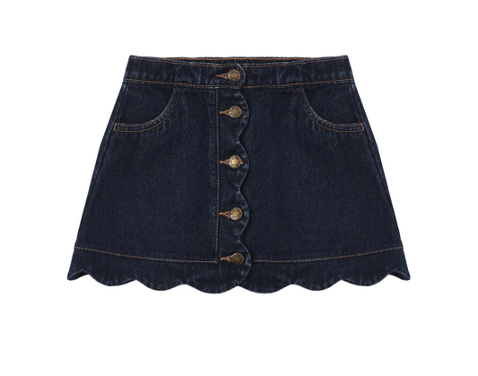 Scallop Mini Skirt | Dark Indigo