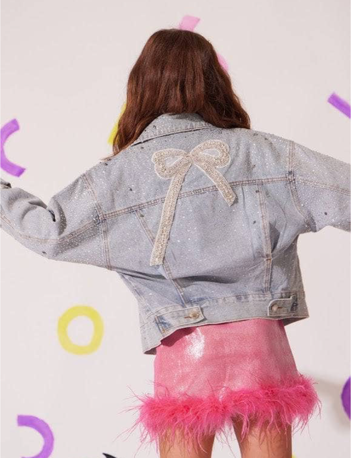 Crystal Bow Denim Jacket