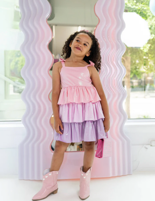 Pastel Ombre Shimmer Bow Dress