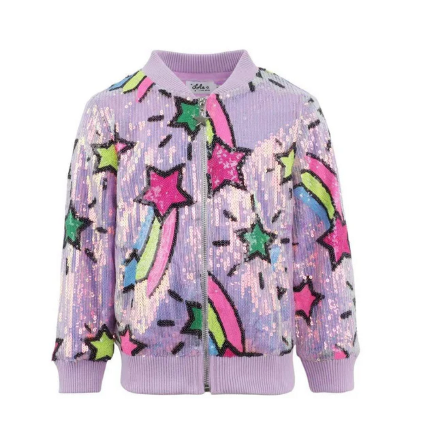 Lavender Shooting Star Sequin Bomber