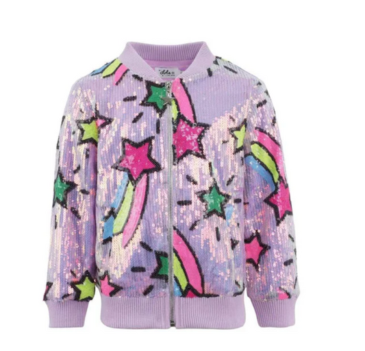 Lavender Shooting Star Sequin Bomber