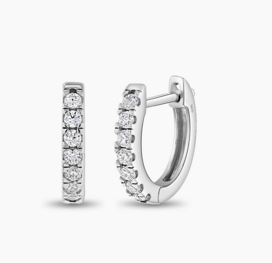 9mm CZ Hoop Earrings | Sterling Silver