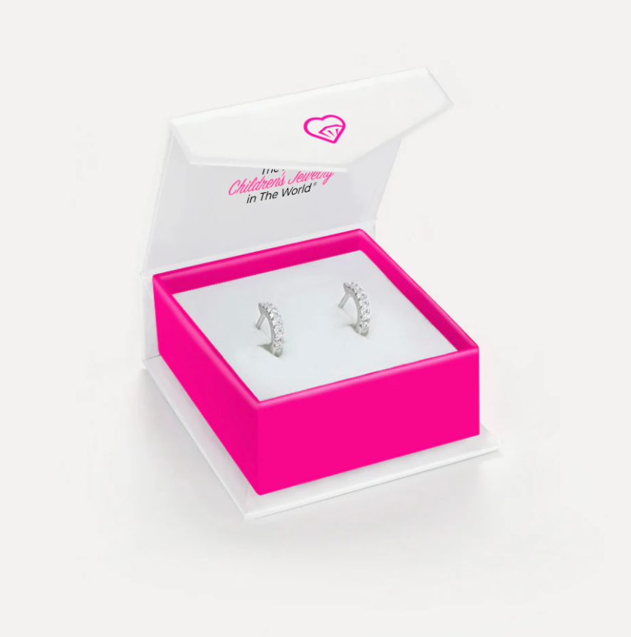 9mm CZ Hoop Earrings | Sterling Silver