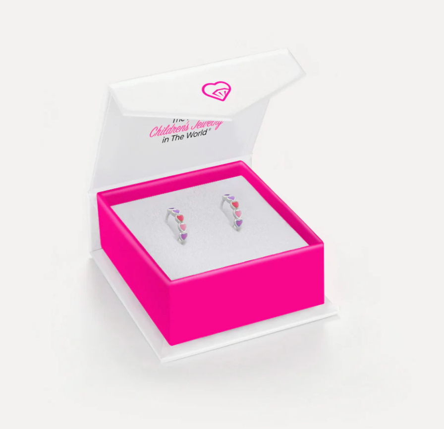Purple Heart Cascade Hoop Earrings | Sterling Silver