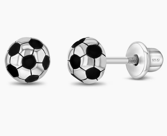 Soccer Ball Earrings | Sterling Silver