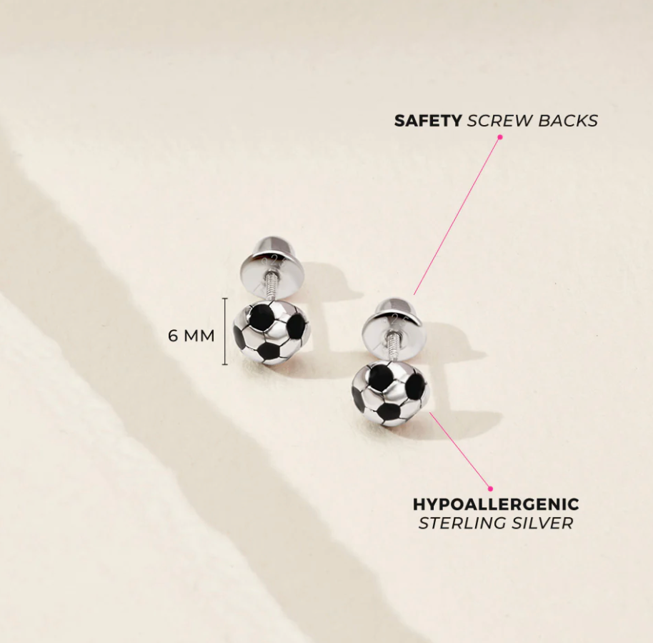 Soccer Ball Earrings | Sterling Silver