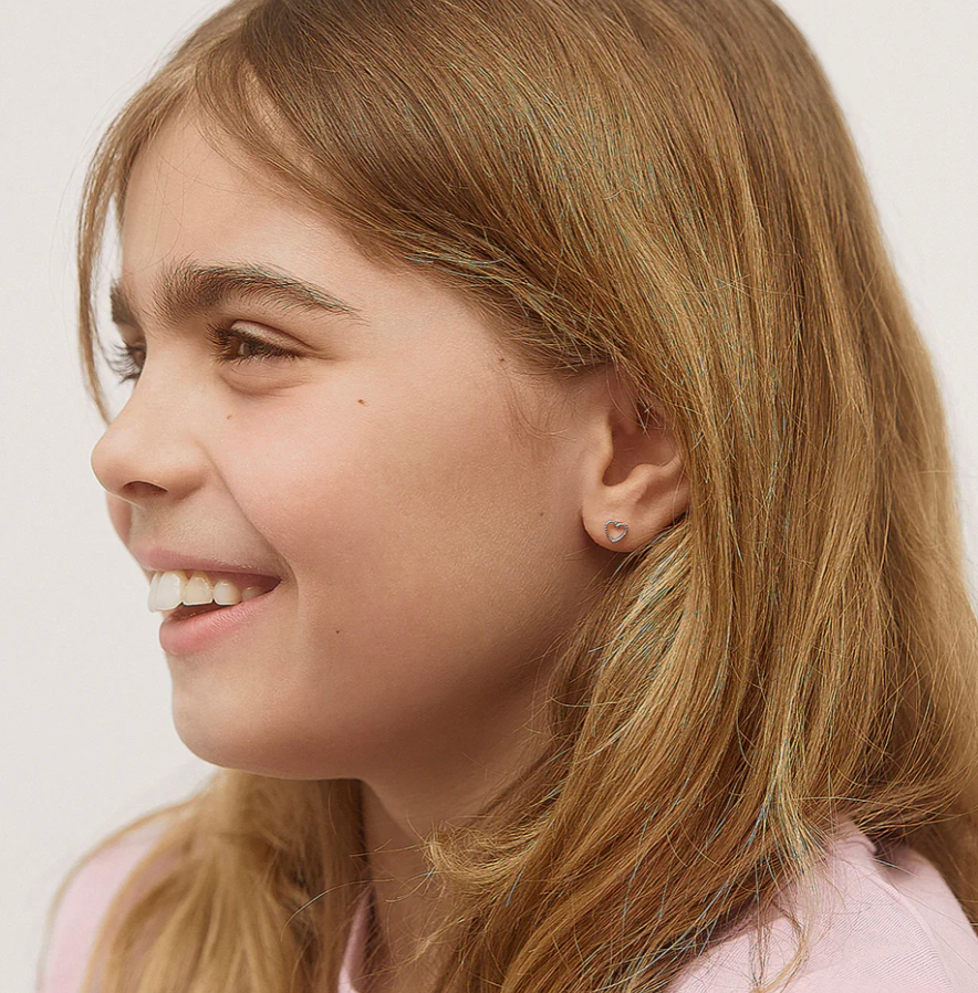 Tiny Open Textured Heart Earrings | Sterling Silver