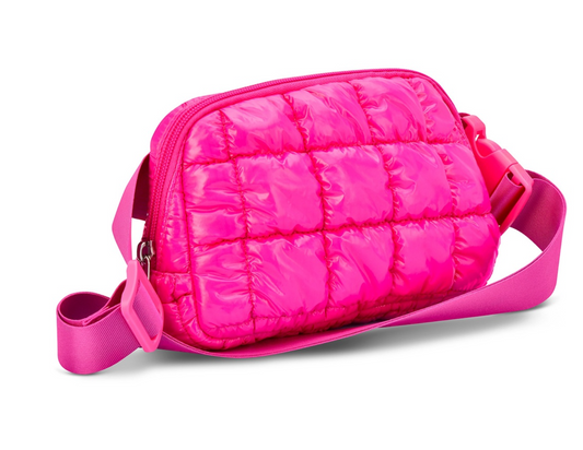 Hot Pink Shiny Puffer Belt Bag