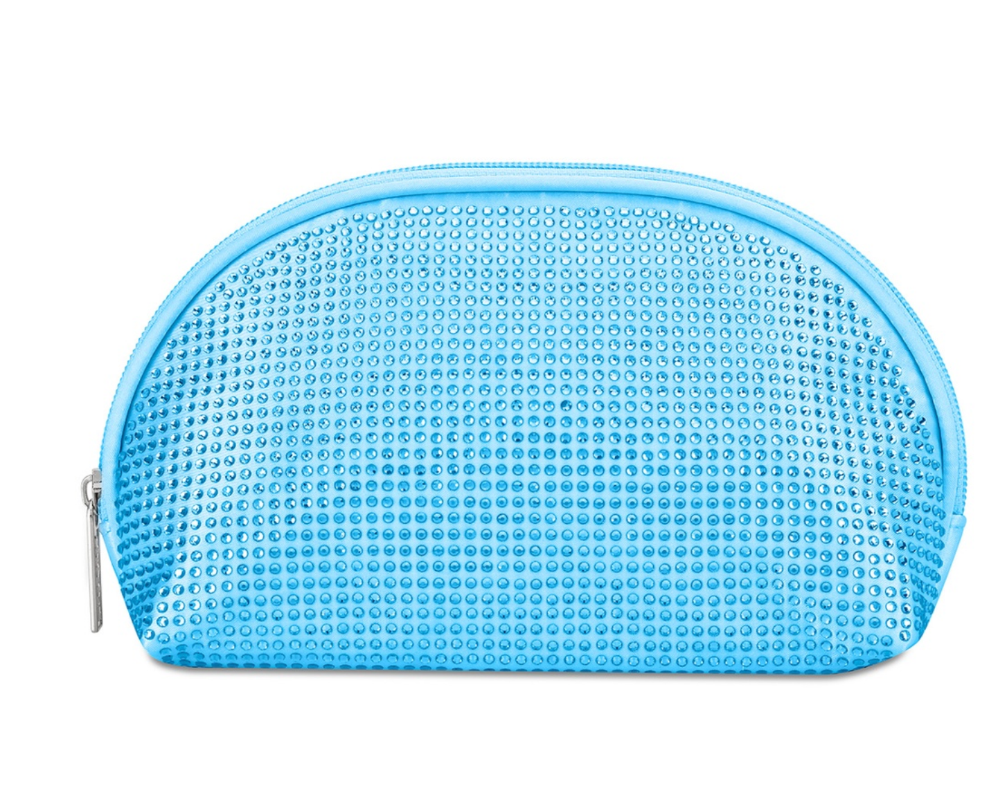Blue Rhinestone Oval Cosmetic Bag