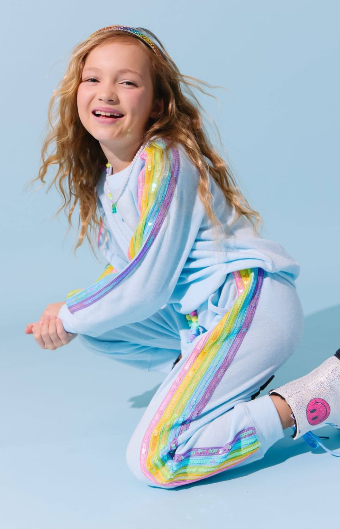 Blue Rainbow Sequin Set