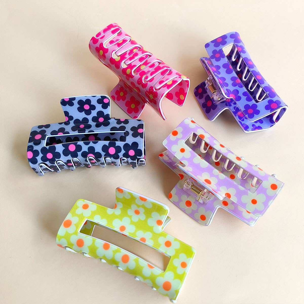 Blue Dopamine Flower Square Hair Claw Clip