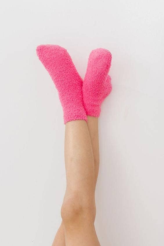 Bright Pink Cozy Socks: 7-12 Years