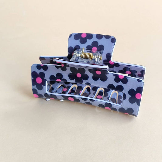 Blue Dopamine Flower Square Hair Claw Clip