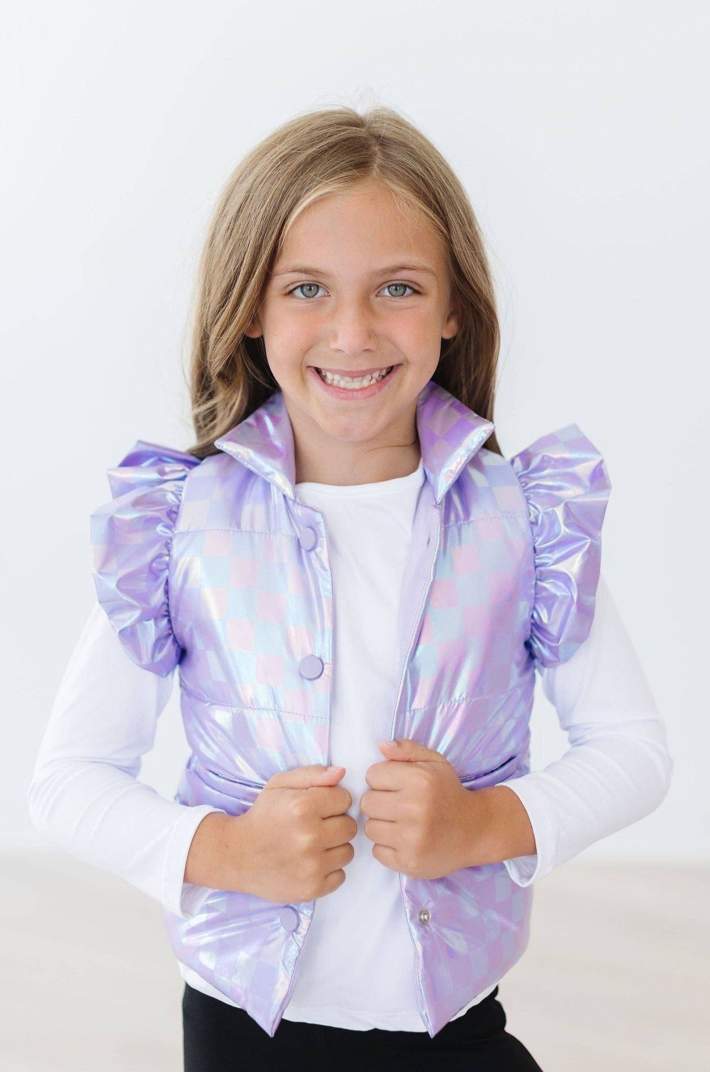 Lavender Haze Checker Puffer Vest: 7/8