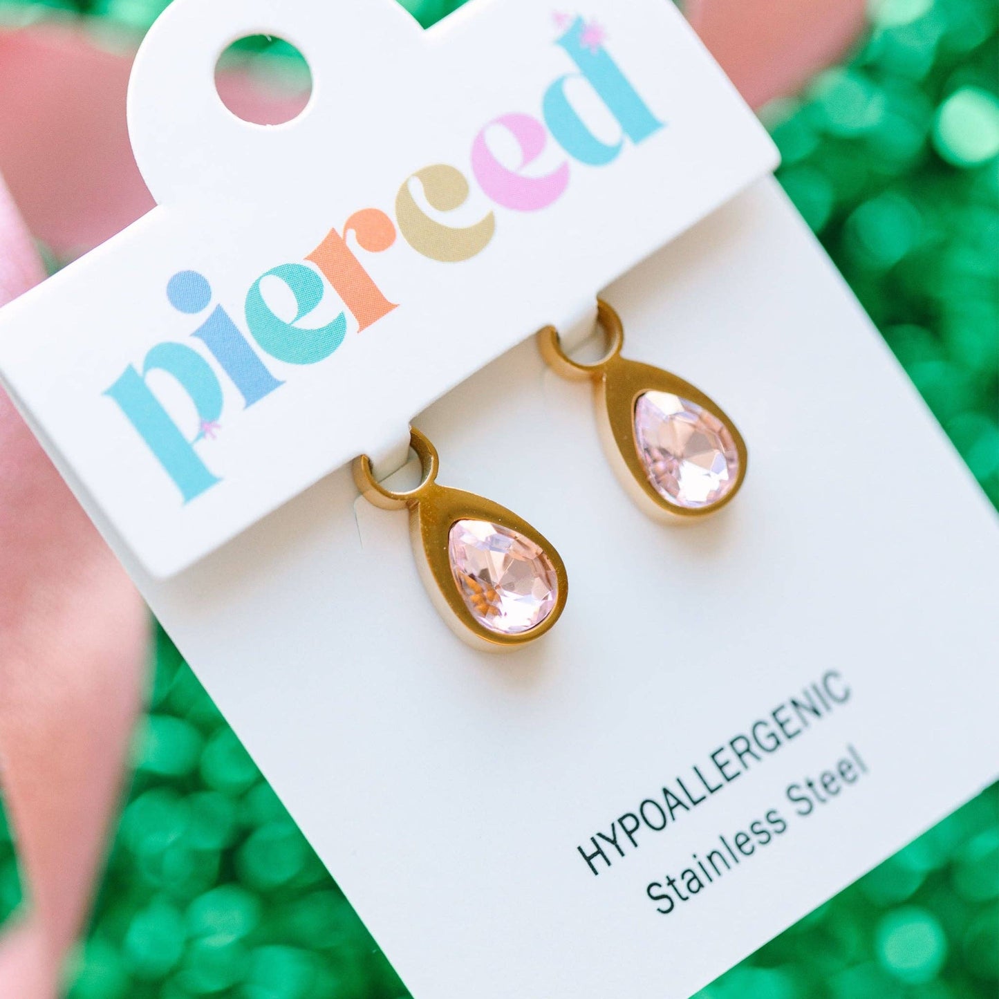 Pink Teardrop Gem Charms