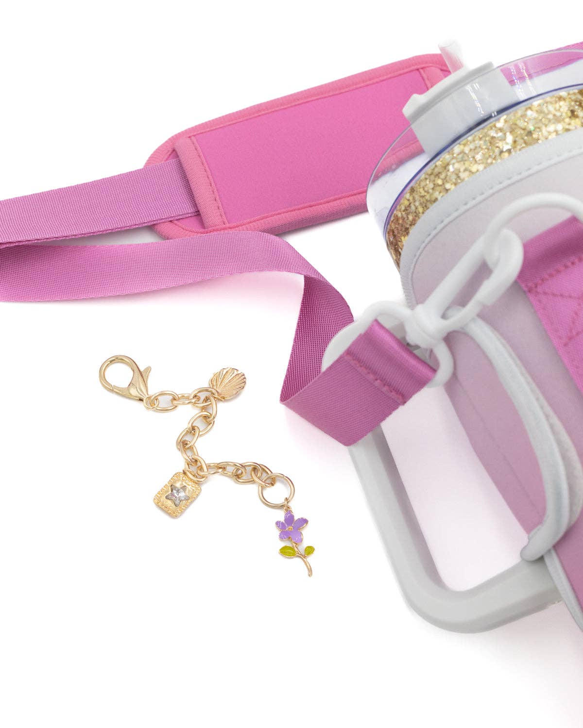 Pretty In Pink Stainless Carrier Sleeve with Drink Charms