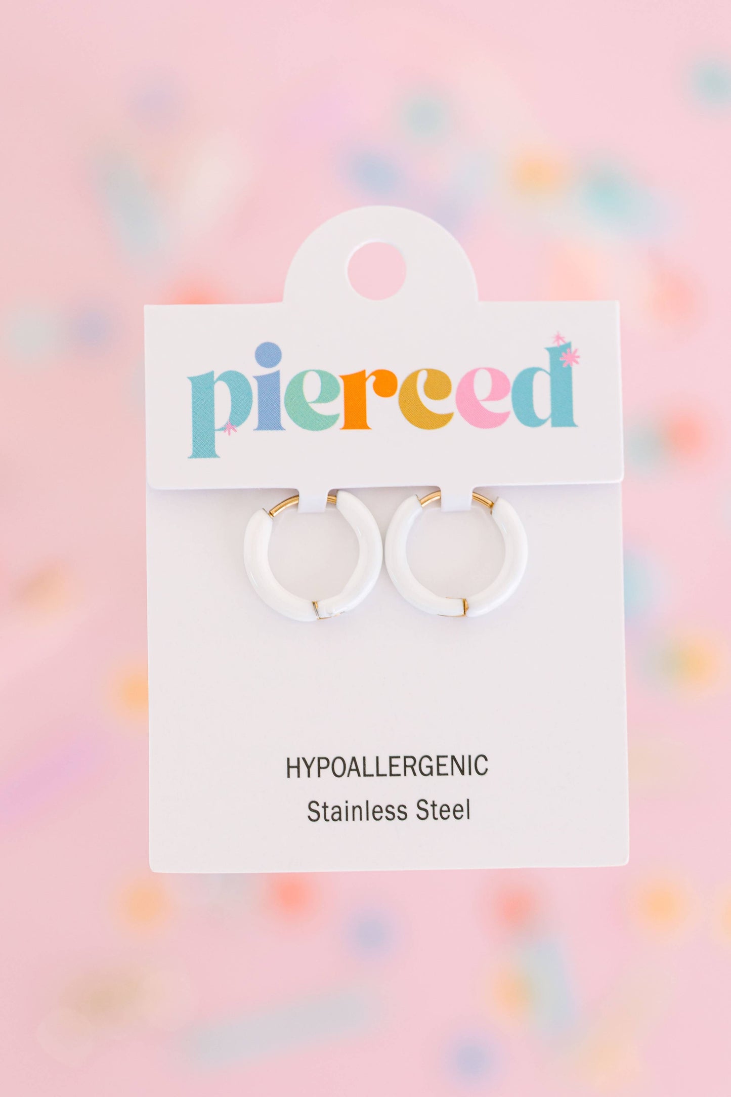 Colored Huggies Earrings | White