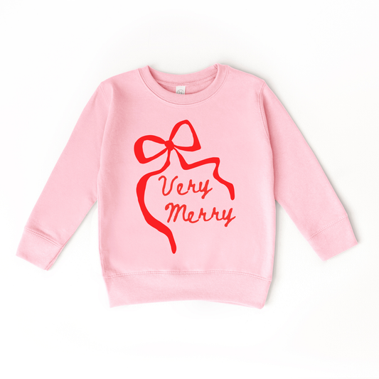 Very Merry Coquette Bow Merry Christmas Girl Winter Sweater
