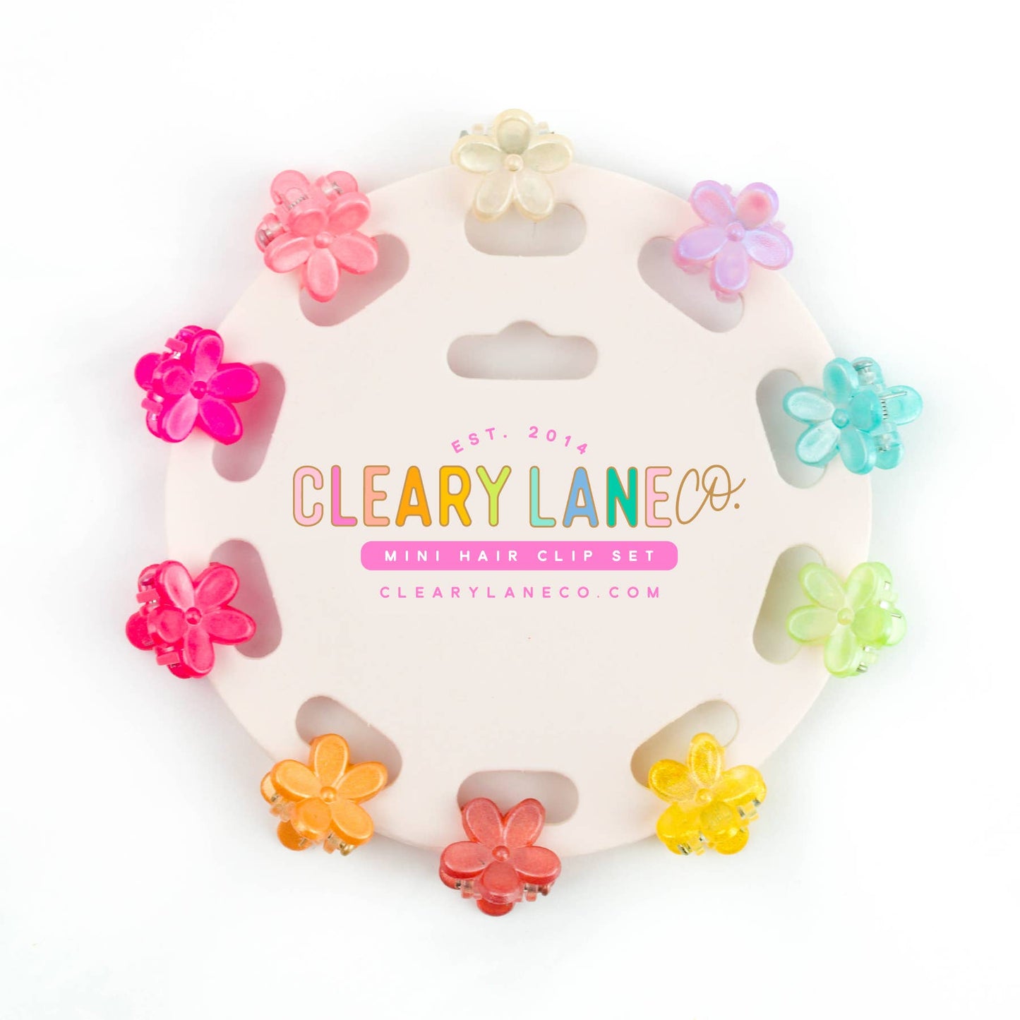 Mini Hair Clip Set | Rainbow Speckled Flowers #2