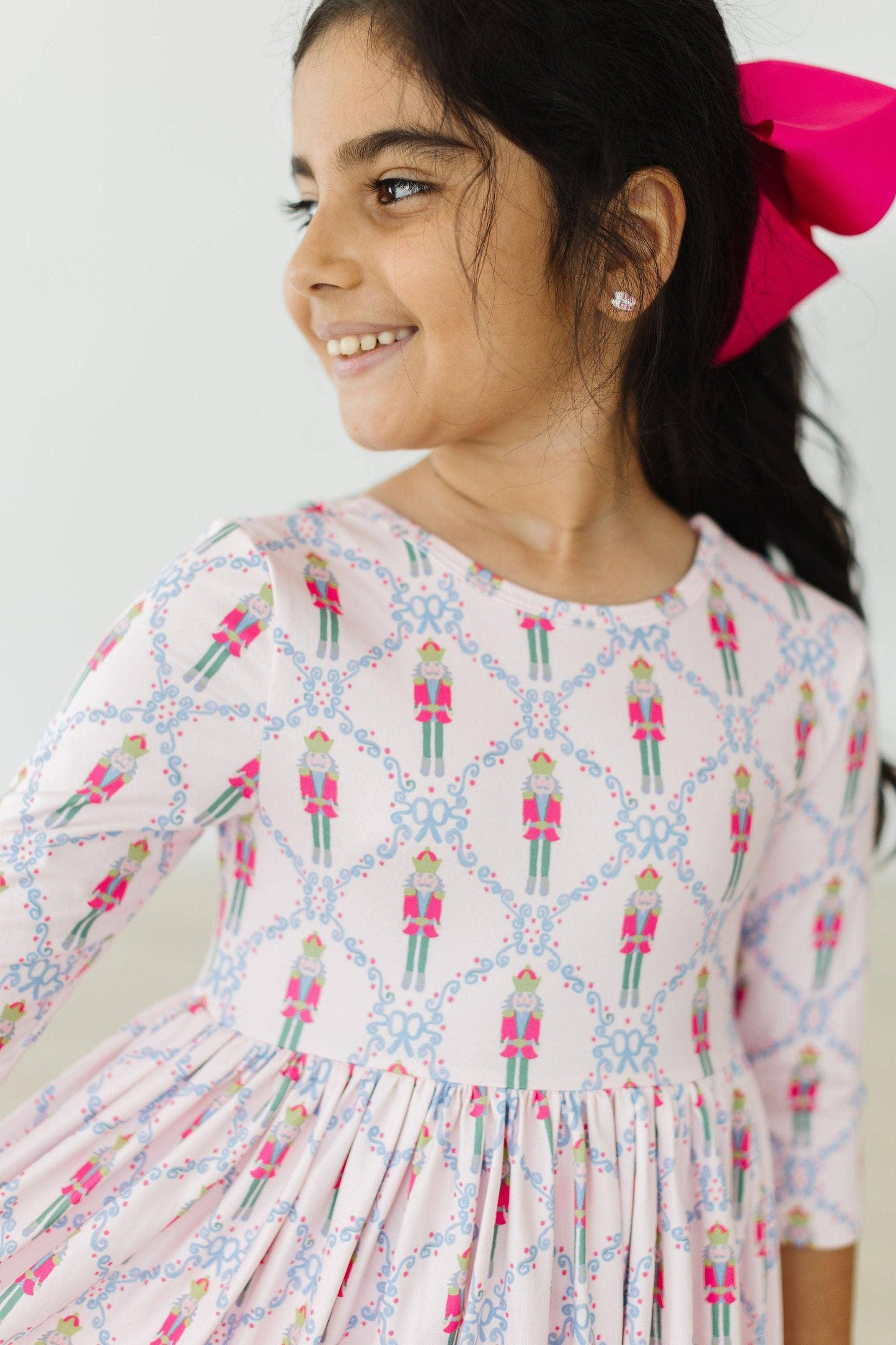 Pink Nutcracker 3/4 Sleeve Pocket Twirl Dress: 7/8